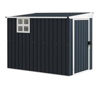 Outsunny Abri de jardin en métal 128 x 231 x 181 cm - Toit en pente, fenêtre, porte verrouillable - Résistant aux intempéries - Gris foncé