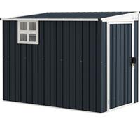 Outsunny Abri de jardin en métal 128x231x181cm Abri de jardin avec toit à une pente et fenêtre Porte verrouillable Résistant aux intempéries Abri de jardin gris foncé