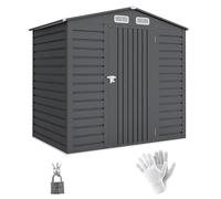 Outsunny Abri de Jardin en métal 2,27 m², Structure en Acier galvanisé améliorée, abri à Outils extérieur, toiture 2 pans avec aérations, Gants et Cadenas Inclus, 190x131x188cm, Gris