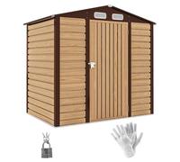 Abri de Jardin 2,27 m² - Outsunny - 190 x 131 x 188 cm - gants inclus porte verrouillable ventilations - acier galvanisé - chêne