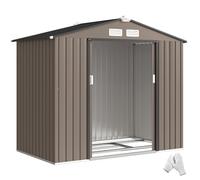 Outsunny Abri jardin métal 2,77m² 213x130x185cm porte coulissante verrouillable 4 aérations marron