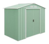 Outsunny Abri de Jardin en métal 2,77 m² cabane de Jardin 213 x 130 x 185 cm cabanon Rangement Outils avec kit de Fondation, Porte coulissante verrouillables et 4 aérations - Vert Clair