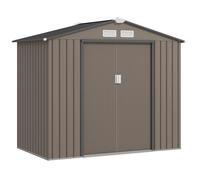 Outsunny Abri jardin métal 2,77m² 213x130x185cm porte coulissante verrouillable 4 aérations marron