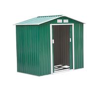 Outsunny Abri de Jardin en métal 2,77 m² cabane de Jardin 213 x 130 x 185 cm cabanon Rangement Outils avec Fondation, Porte coulissante verrouillables et 4 aérations - Vert