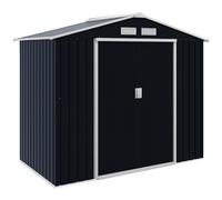 Outsunny Abri de Jardin en métal 2,77 m² cabane de Jardin 213 x 130 x 185 cm cabanon Rangement Outils avec Fondation, Porte coulissante verrouillables et 4 aérations - Gris foncé