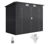 Outsunny Abri de Jardin en métal 3 m² Facile à Monter, cabane de Jardin 249x121x183cm Structure en Acier galvanisé améliorée, cabanon Rangement Outils Gants Portes verrouillables 2 aérations, Gris