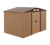 Outsunny Abri de Jardin en métal 5,4 m² cabane de Jardin 277 x 195 x 192 cm cabanon Rangement Outils avec Fondation, Porte coulissante verrouillables et 4 aérations - Jaune
