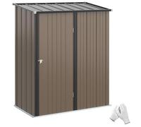 Outsunny Abri de jardin en métal avec toit en pente - 1,34 m² - Abri de jardin en acier galvanisé - Marron - 161,5 x 94,5 x 196 cm