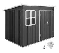 Outsunny Abri de jardin en métal de 4,13 m² - 260 x 177 x 190 cm - Avec fenêtre - Toit en appentis - Porte verrouillable - Résistant aux intempéries - Abri de jardin - Armoire pour arrière-cour