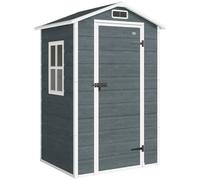 Outsunny Abri de jardin en plastique avec plancher porte verrouillable fenêtre et ventilation 128 x 104 x196 cm gris