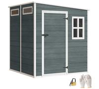Outsunny Abri de Jardin en Résine 3,3㎡ 182x182x183 cm Gris Effet Bois