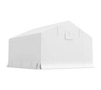 Outsunny Abri de jardin et tente garage 3x3 m imperméable avec porte enroulable, métal et PE, blanc
