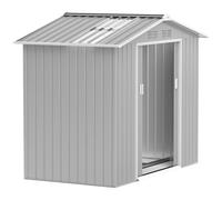 Outsunny Abri de jardin extérieur 2,42 m² 213 x 130 x 185 cm avec base de renfort sans sol, 2 portes coulissantes et 4 fenêtres Abri de jardin pour terrasse Rangement extérieur Gris argenté