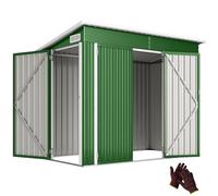 Outsunny Abri de Jardin extérieur 2,7 m², 234 x 132 x 185 cm, abri de Jardin métallique avec Triple Porte, Serrure, Toit incliné et Ventilation pour Le Rangement des Outils, Vert