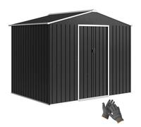 Outsunny Abri de Jardin extérieur 3,6 m², 236 x 171 x 191 cm, abri de Jardin métallique avec Portes coulissantes et Fentes d'aération, pour Le Rangement d'outils, Gris foncé