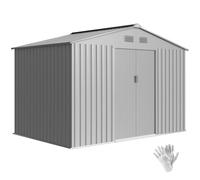 Outsunny Abri de Jardin extérieur 4,9 m², 277 x 195 x 192 cm, abri de Jardin métallique avec Porte coulissante, Ventilation et kit de Fondation, pour Le Rangement d'outils, Gris