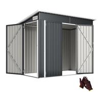 Abri de jardin - Outsunny - triple porte verrouillable toit incliné aérations gants - acier galvanisé - 234x132x185cm - gris foncé