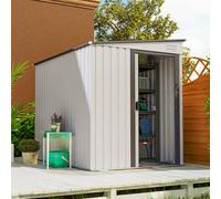 Outsunny Abri de jardin métallique 2,81m² 154x206,5x181 cm Hangar avec Toit en Pente Fondation
