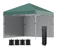 Outsunny Abri de Jardin Pop-up de 3 x 3 m (M) avec 2 parois latérales, Sacs de lestage pour Les Jambes et Sac à roulettes, Tente de fête réglable en Hauteur, abri d'événement pour Jardin, terrasse