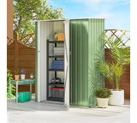 Outsunny Abri de jardin - remise pour outils - cabanon porte verrouillable - dim. 142L x 84 x 189H cm - tôle d'acier vert blanc