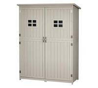 Outsunny Abri de Jardin Remise pour Outils sur Pied Dim. 128L x 50l x 164H cm avec 2 étagères 2 Portes et 2 fenêtres Toit en Bitume étanche Bois pré-huilé Sapin Gris