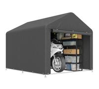 Outsunny Abri de Jardin Stockage Imperméable 200x238x183cm Gris Foncé | Porte Enroulable Fermeture Éclair, Abri Moto, Garage pour Vélo et Outils, Rangement et Stockage pour Vélo Moto Bois Outils