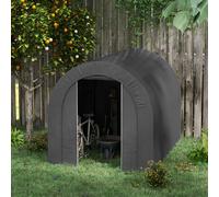 Outsunny Abri de jardin tente de rangement extérieur abri de vélo garage pour vélo bâche en PE métal 2,4 x 1,8 x 1,9 m gris foncé