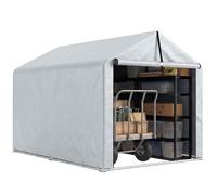 Outsunny Abri de Jardin Tente de Stockage 162 x 221,5 x 163 cm Gris Clair | Imperméable, Porte Enroulable, Garage pour Outils, Rangement et Stockage pour Bois Outils