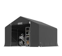 Outsunny Abri de Jardin Tente de Stockage étanche abri Moto Porte Enroulable Fermeture éclair, Garage pour vélo et Outils Rangement et Stockage pour vélo Moto Bois Outils, 300x300x210cm, Gris foncé