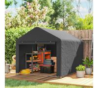 Outsunny Abri de jardin tente de stockage imperméable abri moto porte enroulable fermeture éclair, 200 x 238 x 183 cm, gris foncé