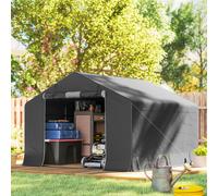 Outsunny Abri de jardin tente de stockage imperméable abri moto porte enroulable fermeture éclair, 300 x 300 x 210 cm, gris foncé
