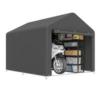 Outsunny Abri de jardin tente de stockage imperméable abri moto porte enroulable fermeture éclair, garage pour vélo et outils rangement et stockage pour vélo moto bois outils, 200x238x183cm gris foncé