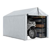 Outsunny Abri de Jardin Tente de Stockage imperméable abri Moto Porte Enroulable, Garage pour vélo et Outils Rangement et Stockage pour vélo Moto Bois Outils, 162 x 221,5 x 163 cm, Gris Clair