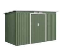 Outsunny Abri de jardin 3,6 m² – Kit de fondation en acier galvanisé, portes coulissantes vert clair
