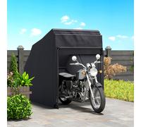 Outsunny Abri de moto extérieur tente à moto housse de protection en tissu Oxford, 2 fenêtres, 345 x 135 x 191 cm, noir