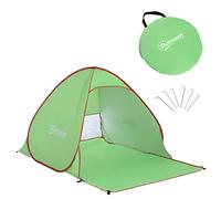 Abri de plage tente de plage pliable Pop-up automatique instantané protection UV fenêtre arrière grand tapis de sol vert rouge Rouge