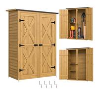 Outsunny – Abri de rangement en bois – 2 étagères, double portes, toit incliné – Marron