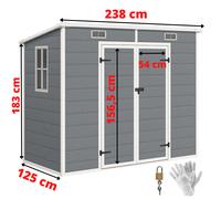 Outsunny Abri Jardin Résine 2.4x1.3m Outils Plancher Fenêtre Aérations Gris
