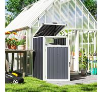 Outsunny Abri pour 1 poubelle 240L cache poubelle extérieur couvercle relevable 180° acier galvanisé 73 x 81 x 122 cm gris foncé