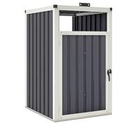 Outsunny Abri pour 1 Poubelle 240L, Cache Poubelle extérieur, Porte avec poignée, Couvercle relevable à 180°, Acier galvanisé, 73 x 81 x 122 cm, Gris foncé