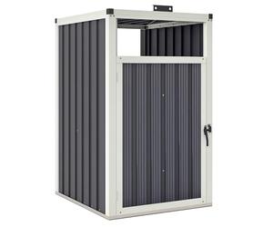 Outsunny Abri pour 1 Poubelle 240L, Cache Poubelle extérieur, Porte avec poignée, Couvercle relevable à 180°, Acier galvanisé, 73 x 81 x 122 cm, Gris foncé