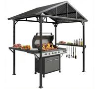 Outsunny Abri pour Barbecue tonnelle de Jardin 252 x 156 x 248 cm en Acier avec 2 Étagères Latérales et Crochets, tonnelle Barbecue Exterieur pour Terrasse, Jardin, Cour, Noir