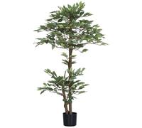 Outsunny Arbre artificiel Ficus H.1,5 m - tronc et branches, feuilles réalistes, pot inclus