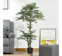 Outsunny Arbre Artificiel Plante Artificiel ficus Hauteur 1,5 m Tronc Branches Liane Lichen Feuilles Grand réalisme Pot Inclus Description:Ajoutez une touche de vert dans votre salon, bureau, entrée,