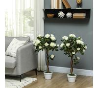 Outsunny Arbre artificiel, Plante artificielle dans un pot en ciment, Plante artificielle