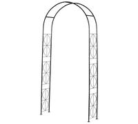 Outsunny Arcade Treillis Arc de jardin Toit en arc Métal Noir 114 x 30 x 230 cm pour plantes grimpantes et décoration