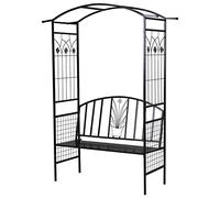 Outsunny Arche à Plantes avec Banc métal 154x60x205cm Noir