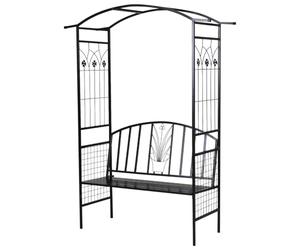 Outsunny Arche à Plantes avec Banc métal 154x60x205cm Noir