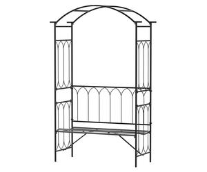 Outsunny Arche à rosiers avec banc pour 2 personnes arceau à rosiers de jardin pour plantes grimpantes 115 x 50 x 203 cm noir