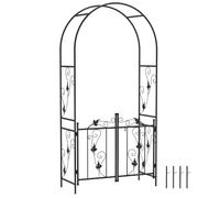 Outsunny Arche de jardin Arceau à rosiers avec double porte acier thermolaqué 107×45×217 cm Noir